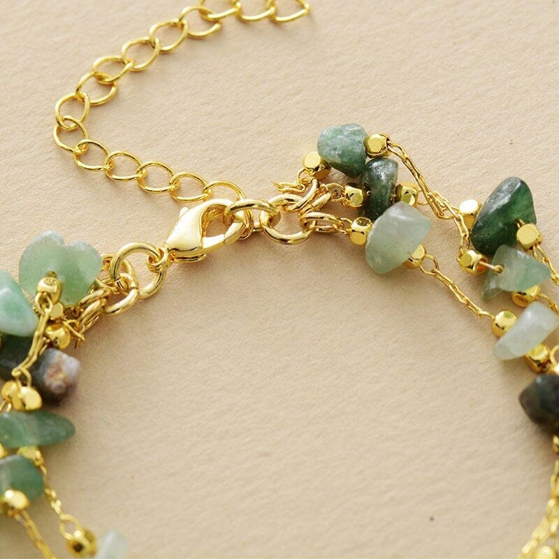 ONEINDIGE VERLICHTING NATUURLIJKE EDELSTEEN GELAAGDE GOUDEN ARMBAND