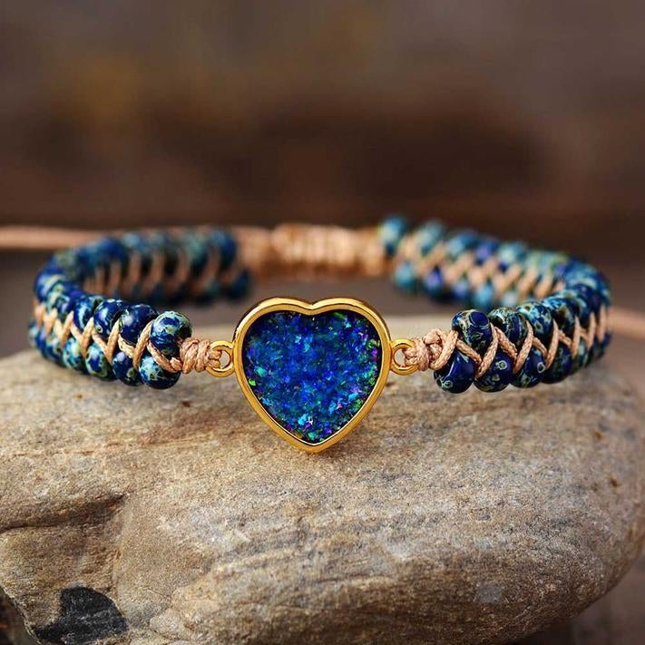 BLAUW OPAAL GEVLEID VRIENDSCHAP ARMBAND