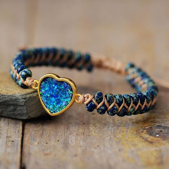 BLAUW OPAAL GEVLEID VRIENDSCHAP ARMBAND