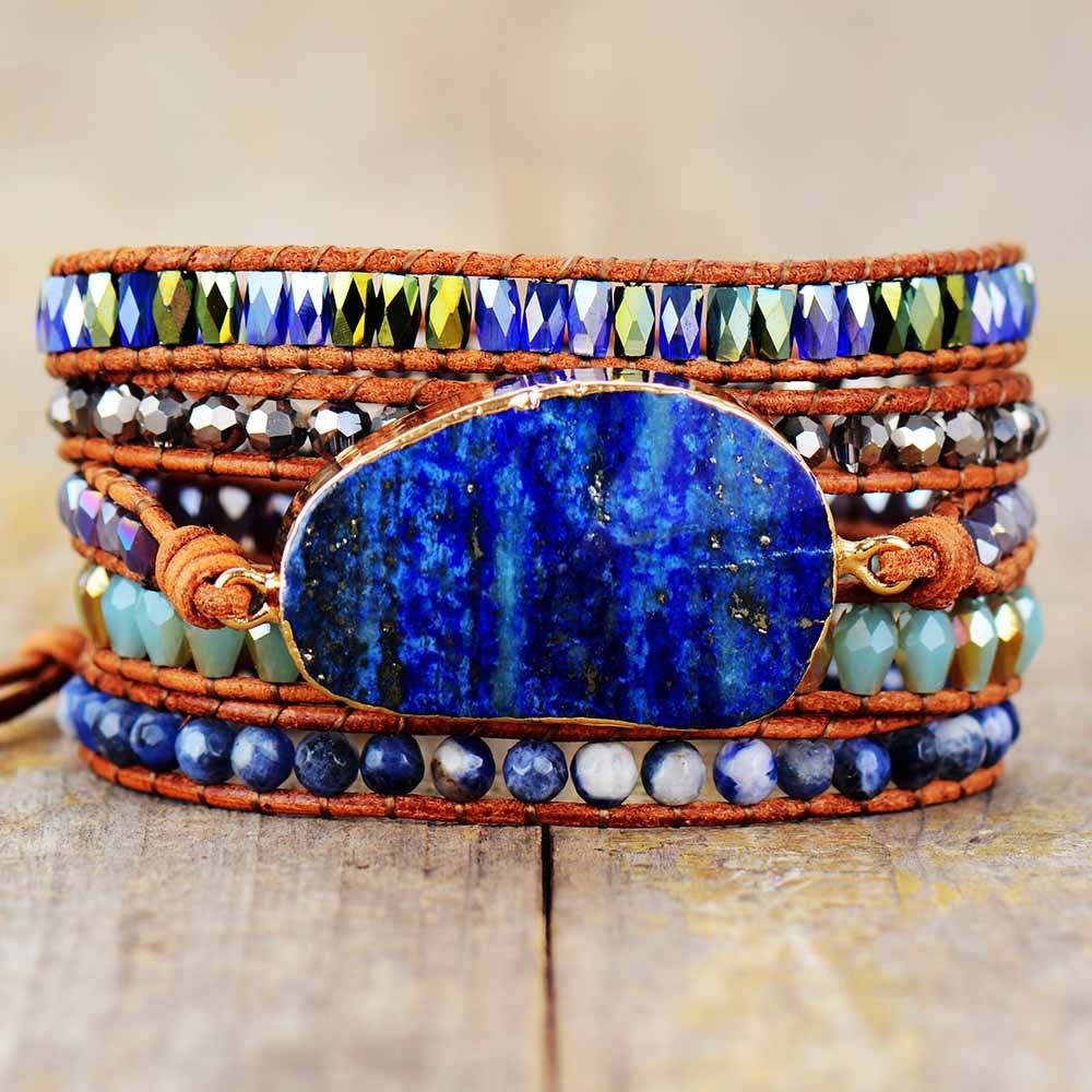BLAUWE OCEAAN LAPIS LAZULI WIKKELARMBAND