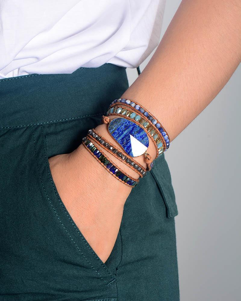 BLAUWE OCEAAN LAPIS LAZULI WIKKELARMBAND