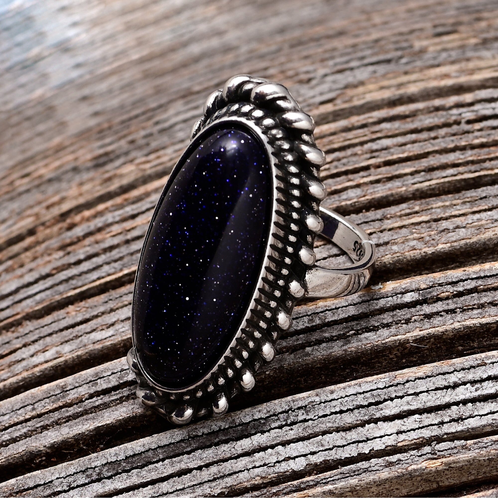 FORTUNA - BLAUWE ZANDSTEEN NACHTHEMEL RING