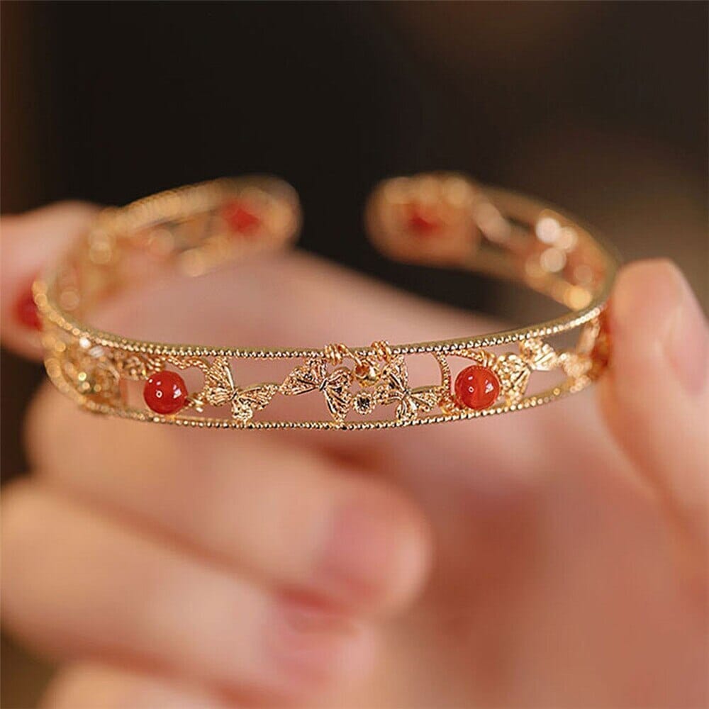 Vreugdevolle Wedergeboorte Rode Agaat Vlinder Armband