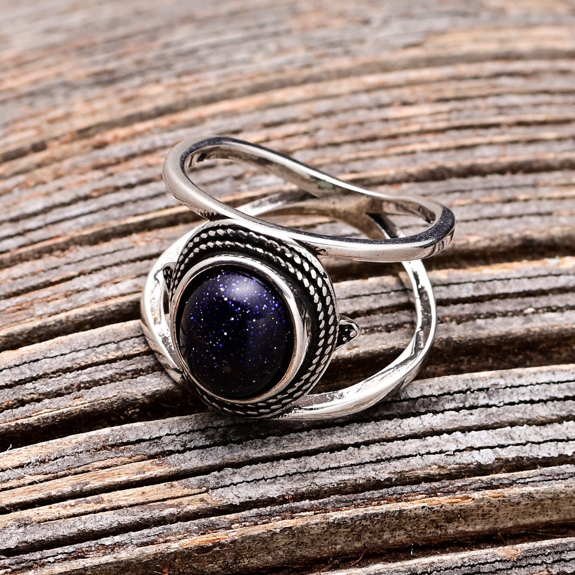 GATANI - BLAUWE ZANDSTEEN KOSMOS RING