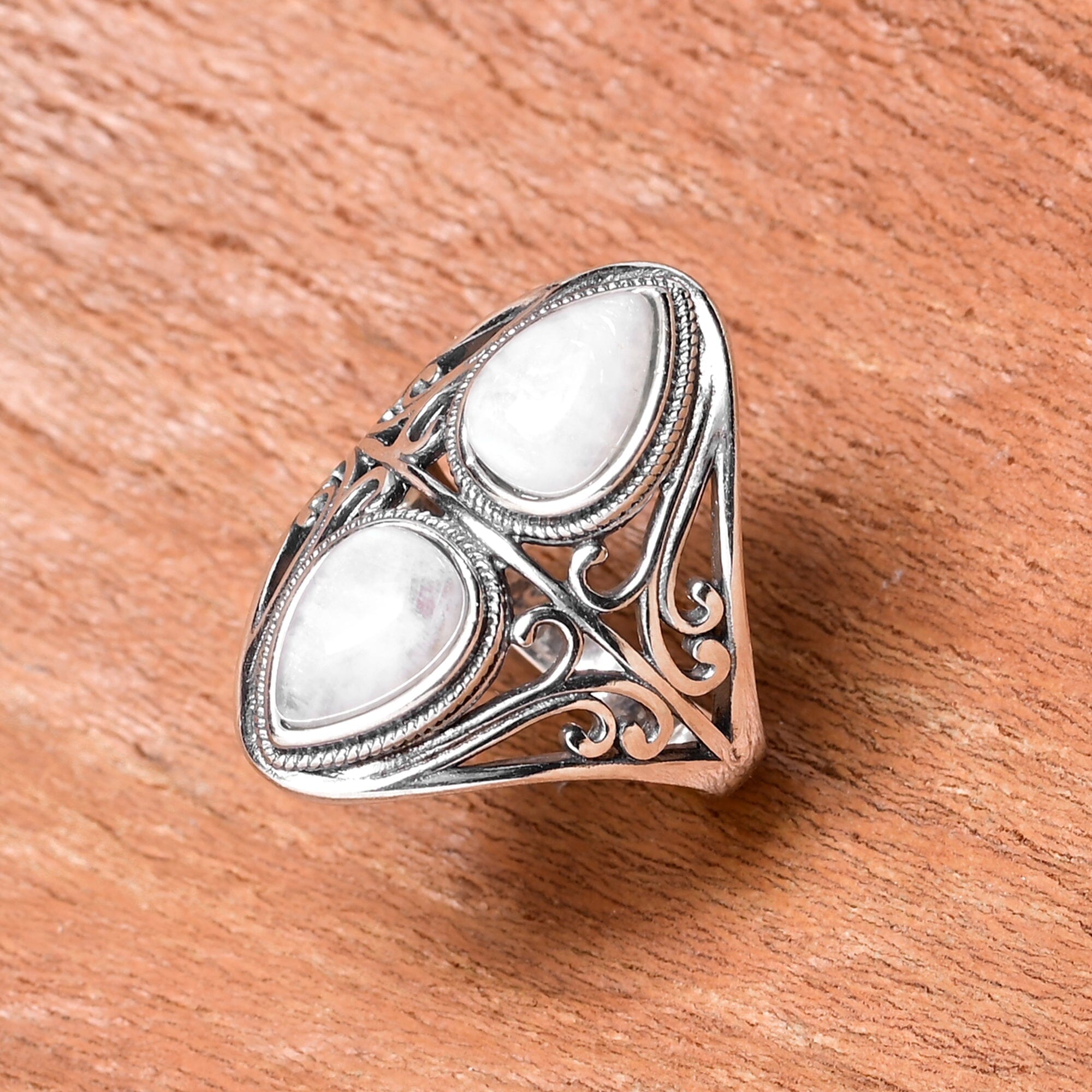 KRYSO - MAGISCHE GLOED DUBBELE MAANSTEEN BOHO RING