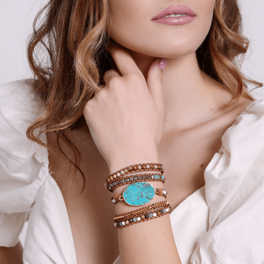 BLAUWE AARDE JASPIS STEEN ARMBAND