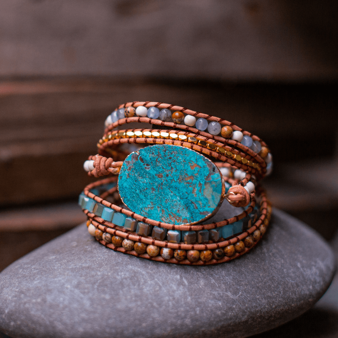 BLAUWE AARDE JASPIS STEEN ARMBAND