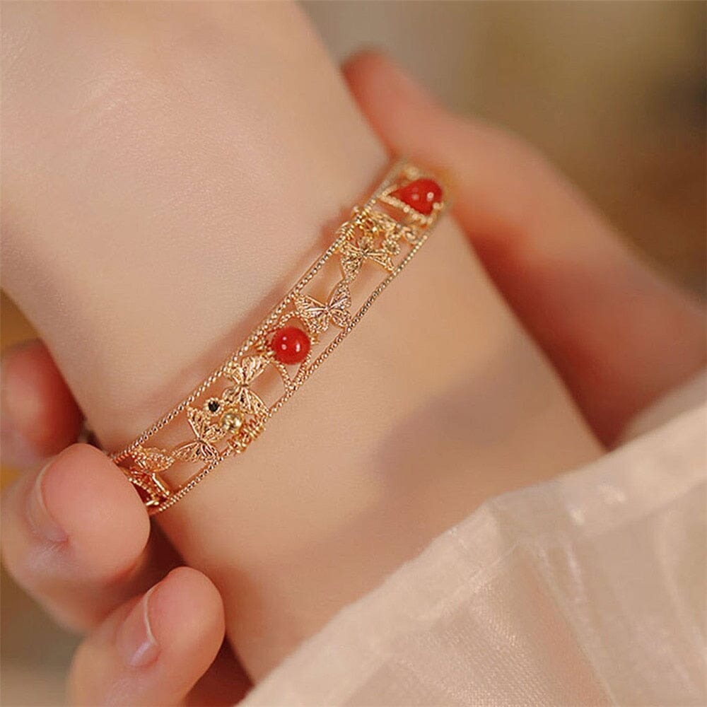 Vreugdevolle Wedergeboorte Rode Agaat Vlinder Armband