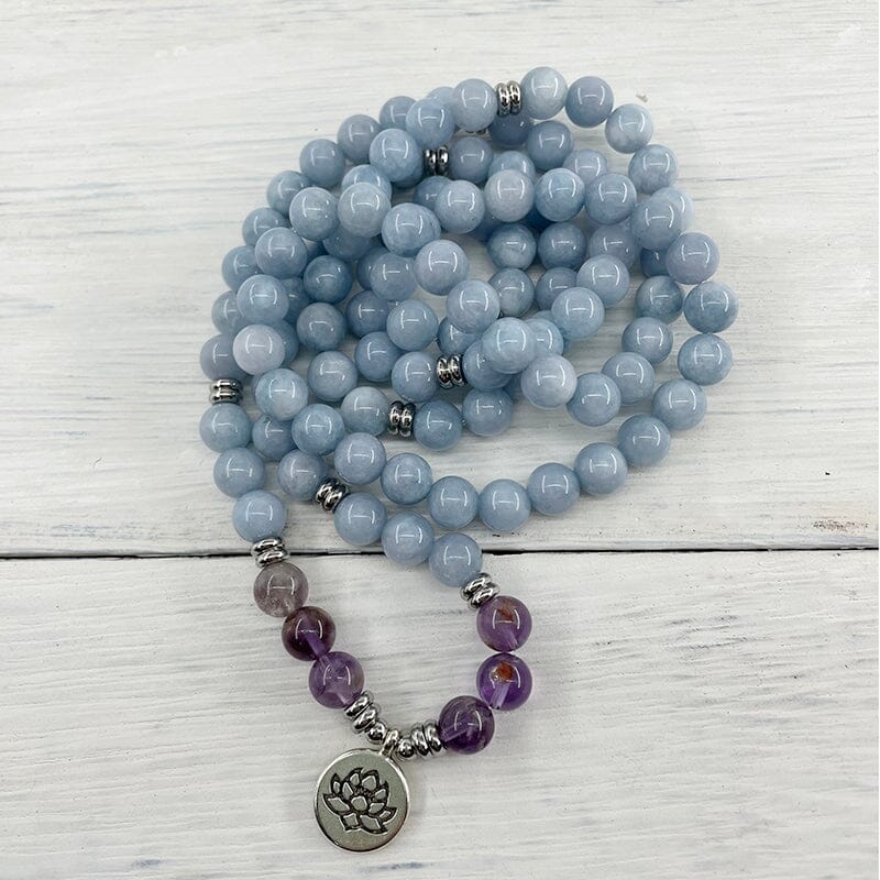 KRACHTIGE SERENITEIT BLAUWE CALCIET & AMETHIST ARMBAND