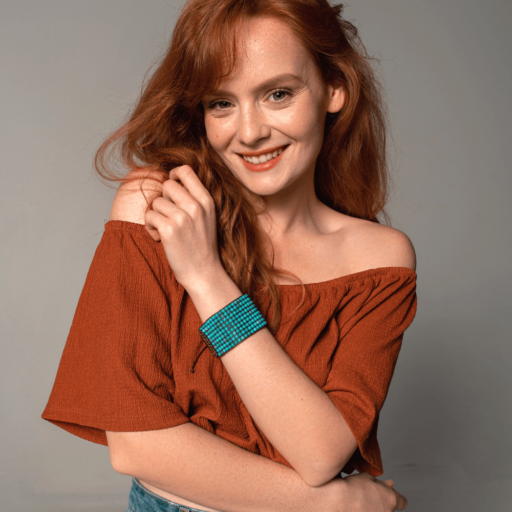 BLAUWE OPULENTIE TURQUOISE KRALEN WIKKEL ARMBAND