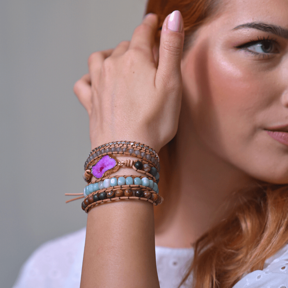 PARALLEL UNIVERSE DRUSY MEERLAAGSE ONYX & JASPIS ARMBAND