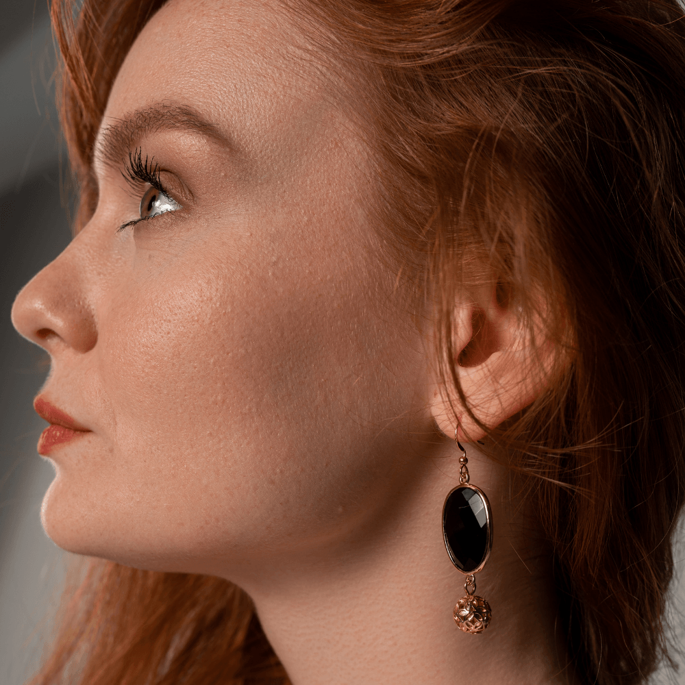 GRANDIOZE KRACHT ZWARTE AGAAT OORBELLEN