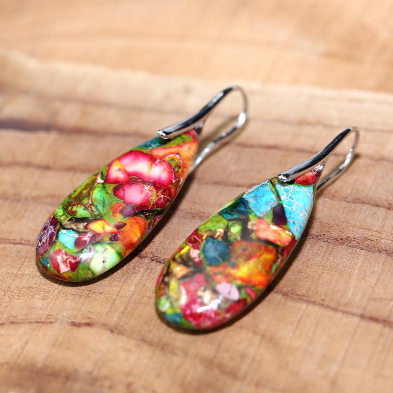 INTENSE JASPIS TRAANDRUPPEL OORBELLEN