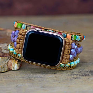 MULTICOLOR VIERKANTE KRALEN EDELSTEEN APPLE HORLOGEBAND