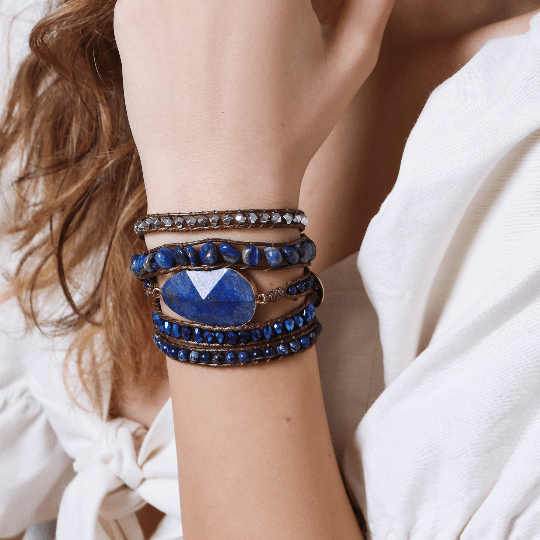 TOTAAL BLAUWE LAPIS ARMBAND DIEP IN DE NACHT