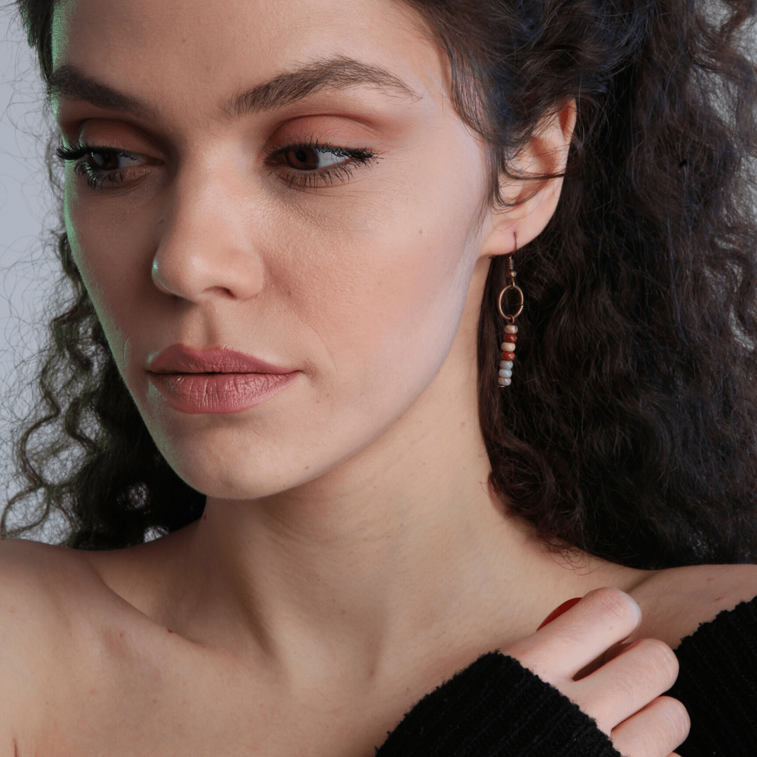 NATUURSTEEN JASPIS OORBELLEN