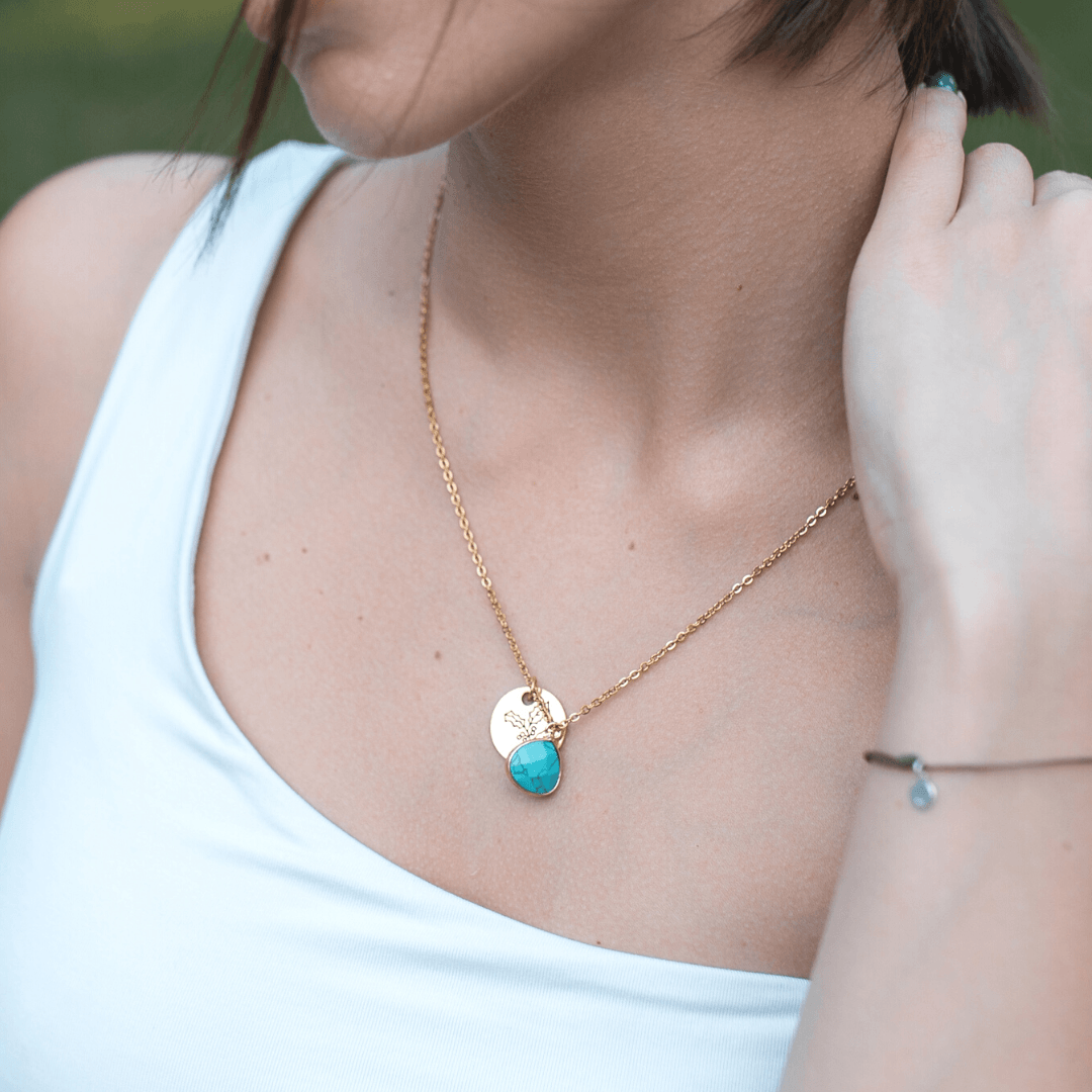 BLOEMEN GEBOORTESTEEN CADEAU KETTING