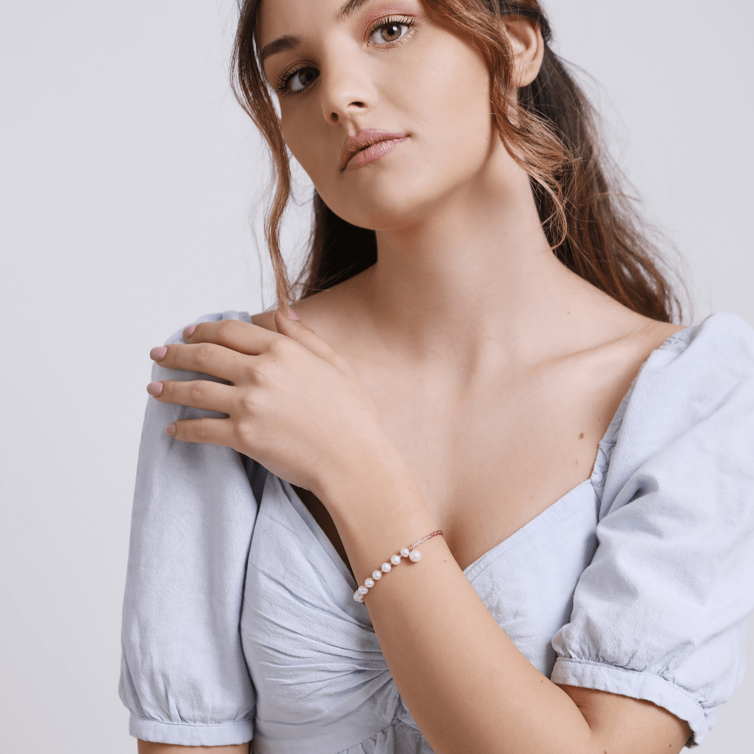 OPENHARTIGE SIERLIJKE TOERMALIJN & PARELS ARMBAND