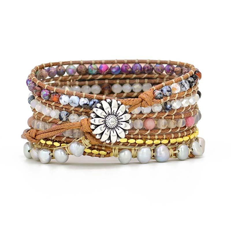 ZOETWATERPARELS & EDELSTENEN APPLE HORLOGEBANDJE