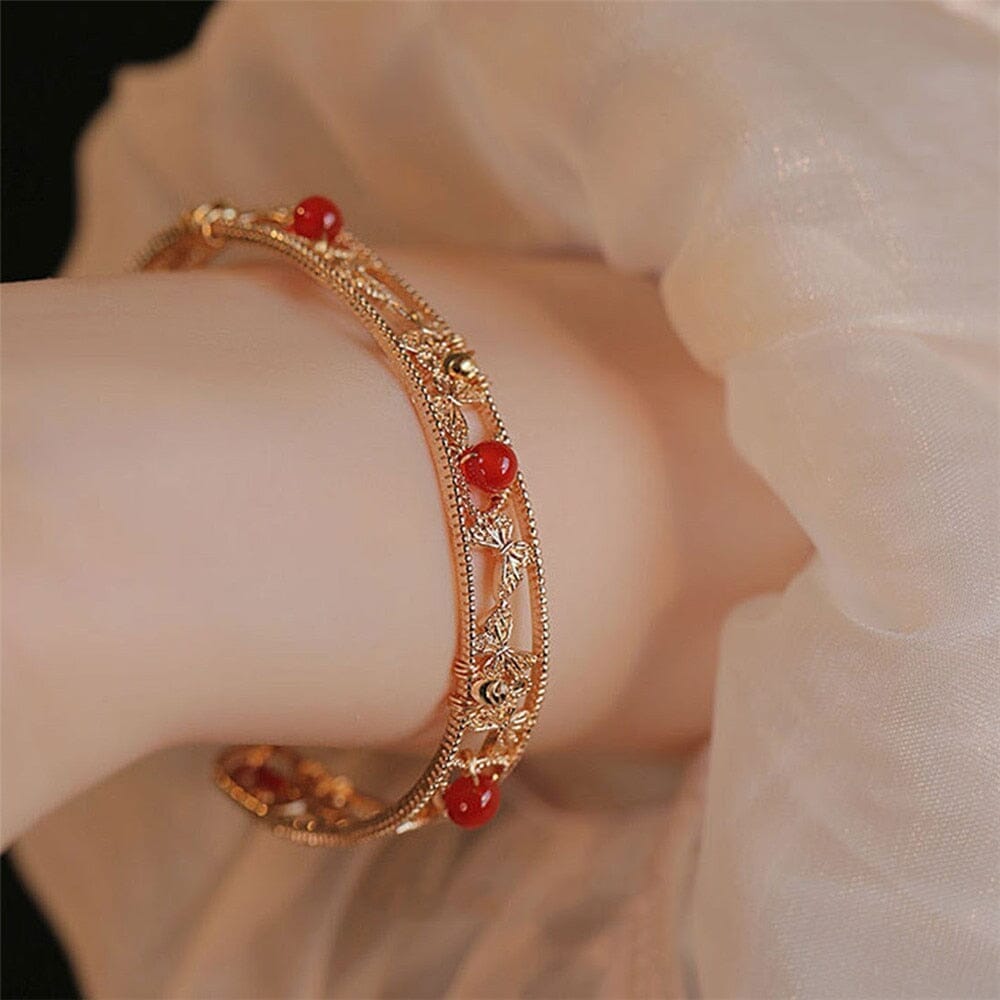 Vreugdevolle Wedergeboorte Rode Agaat Vlinder Armband