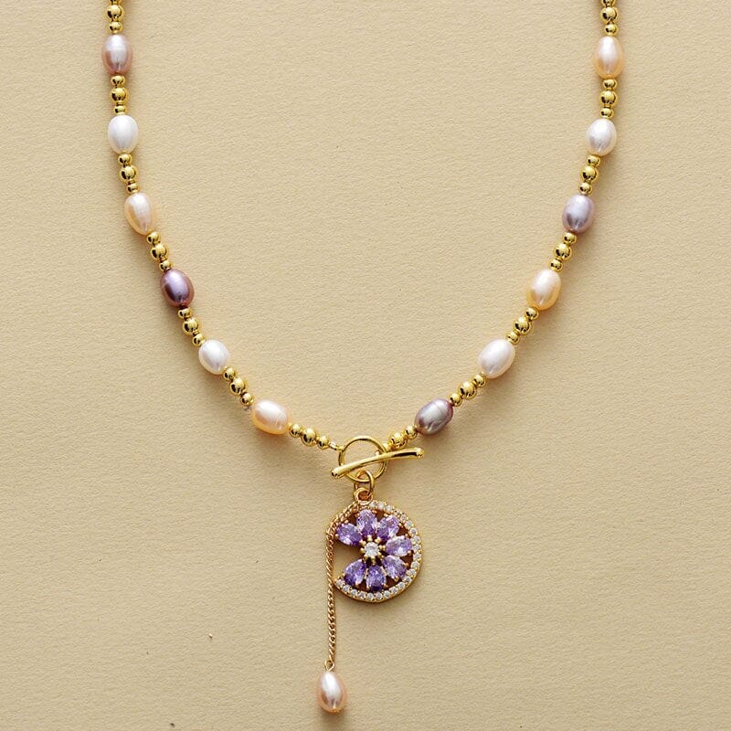 Delicate Charm Parel & Paarse Zirkoon Ketting