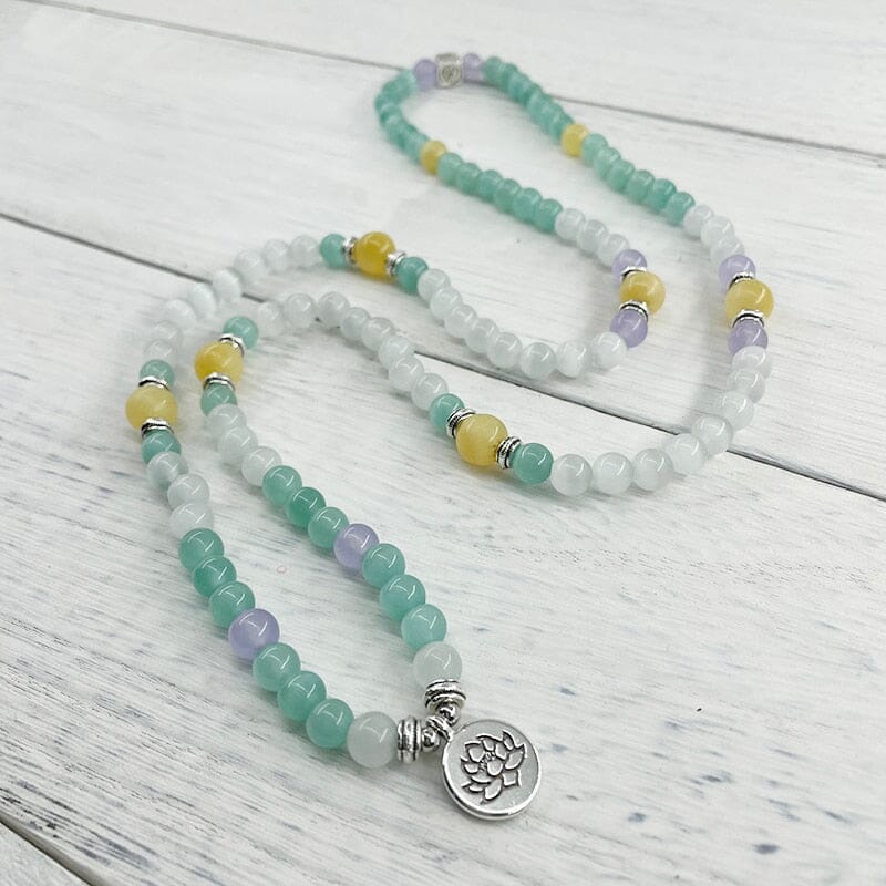SPIRITUELE OVERVLOED OPAAL & GELE JADE MALA ARMBAND