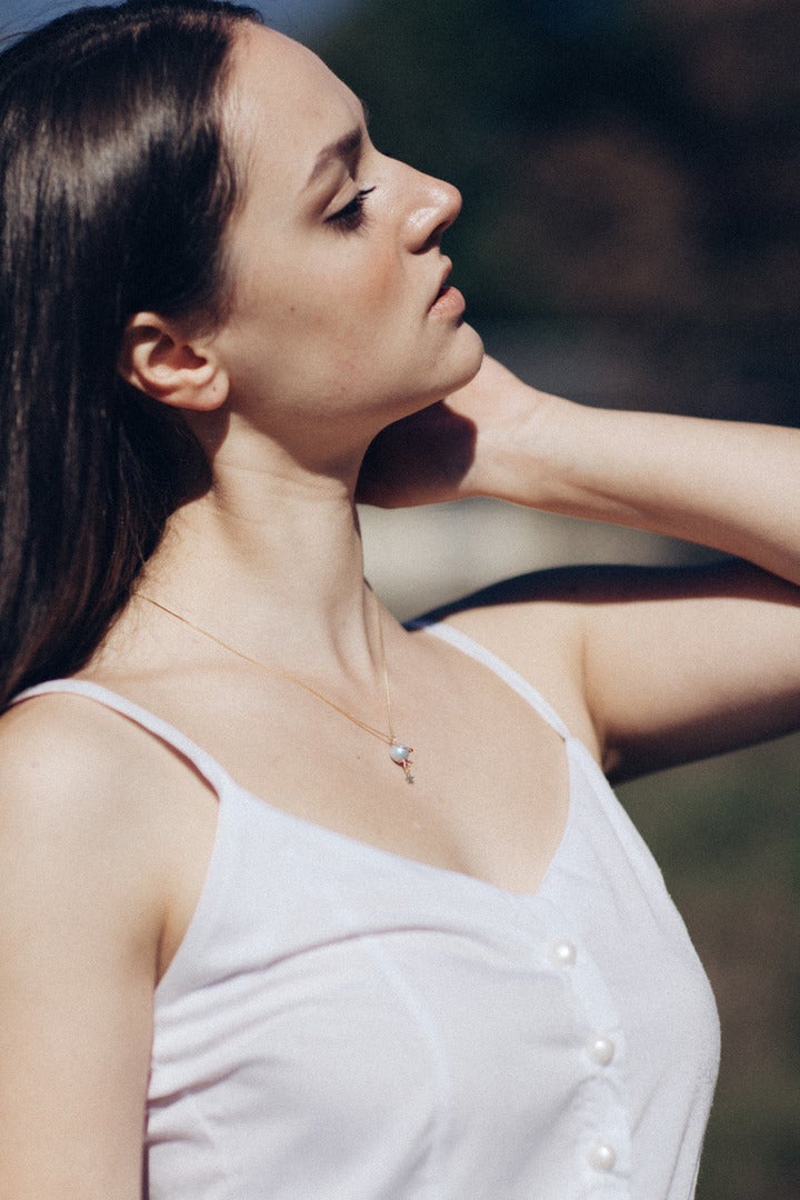 DROOMPLANEET" BLAUWE PAREL SIERADEN SET