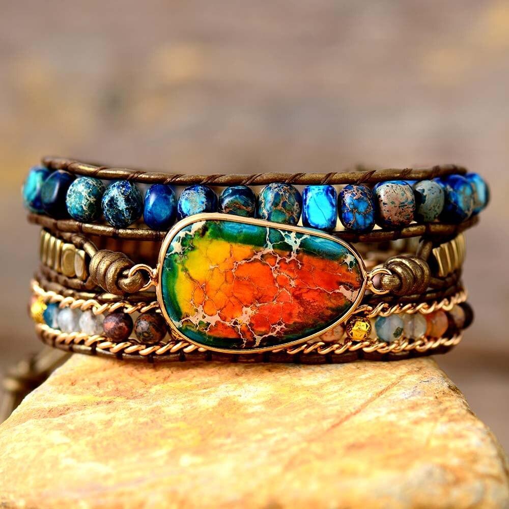 HELENDE EN VERSTERKENDE JASPIS WIKKELARMBAND