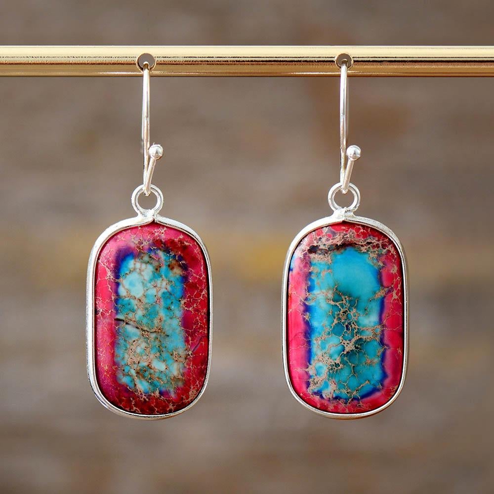 IMPERIALE JASPIS GEOMETRISCHE OORBELLEN