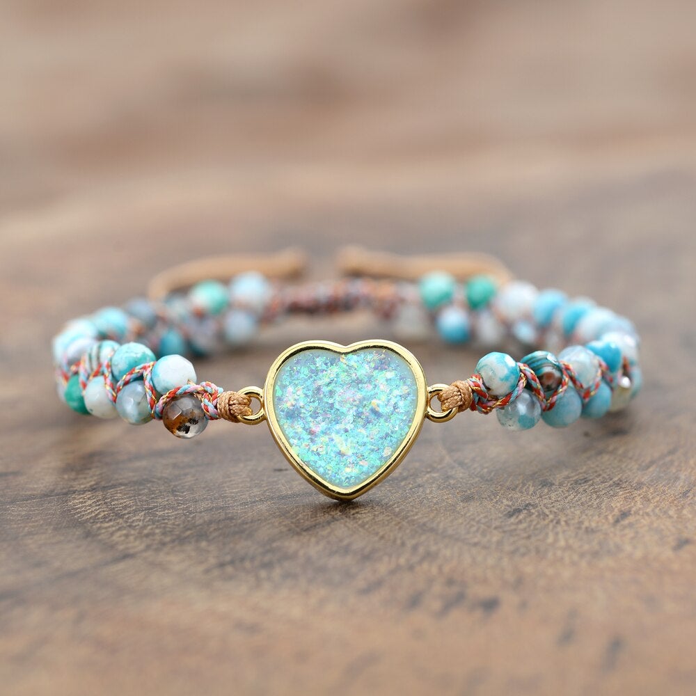 HART VAN DE OCEAAN GEVLOCHTEN OPAAL ARMBAND