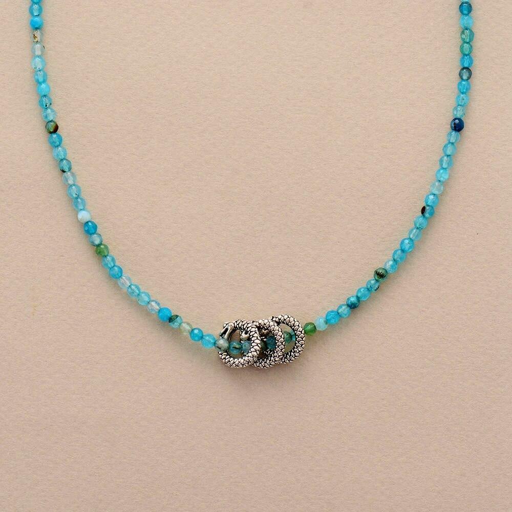 DRIEVOUDIGE SLANGENRING ONYX KETTING