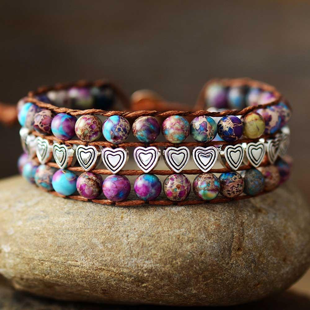 BOHEMIAN JASPIS MINI HEARTS ARMBAND