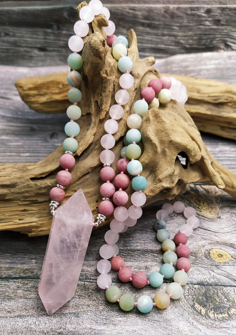 "DELICATE BLUSH" KWARTZ MALA KETTING