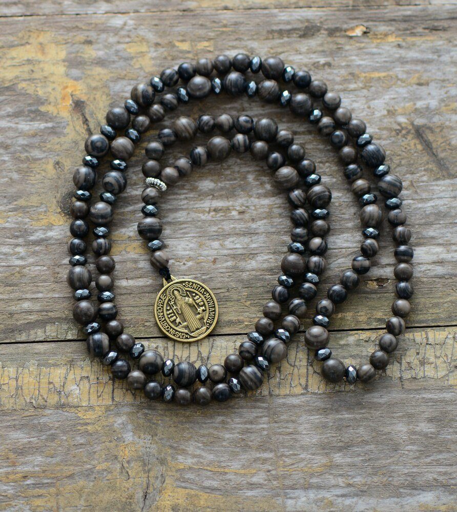 GODDELIJK BESCHERMDE ZWARTE ONYX EN JASPIS KETTING