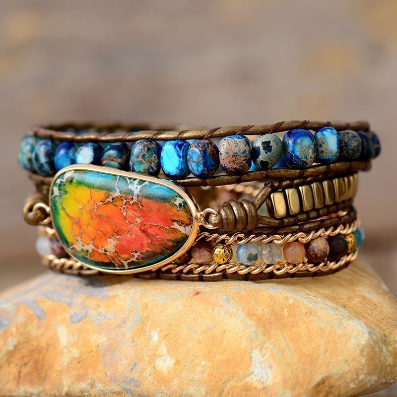 HELENDE EN VERSTERKENDE JASPIS WIKKELARMBAND