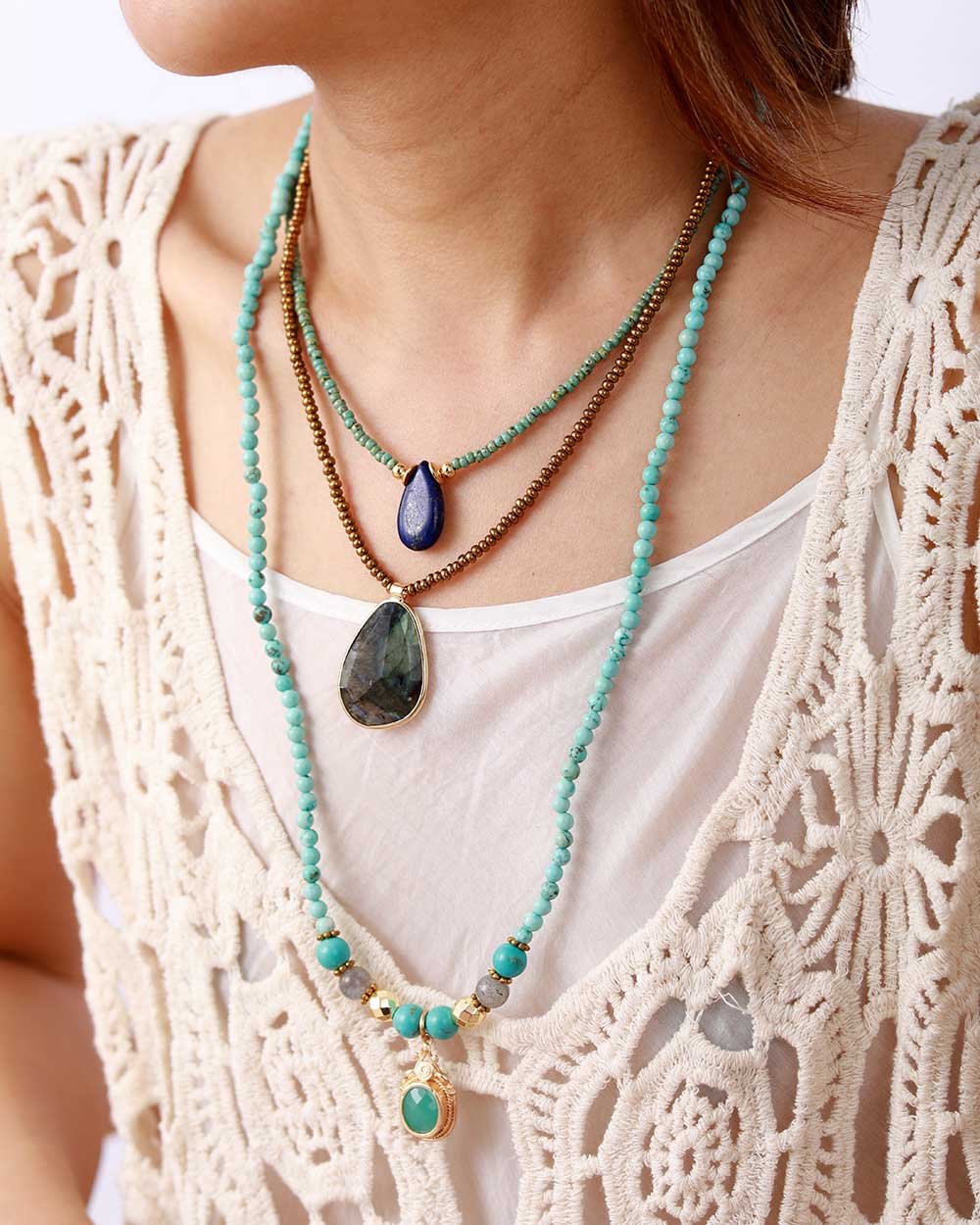 VINTAGE TURKOOIS VOOR DUBBEL GEBRUIK MEDITATIEVE KETTING