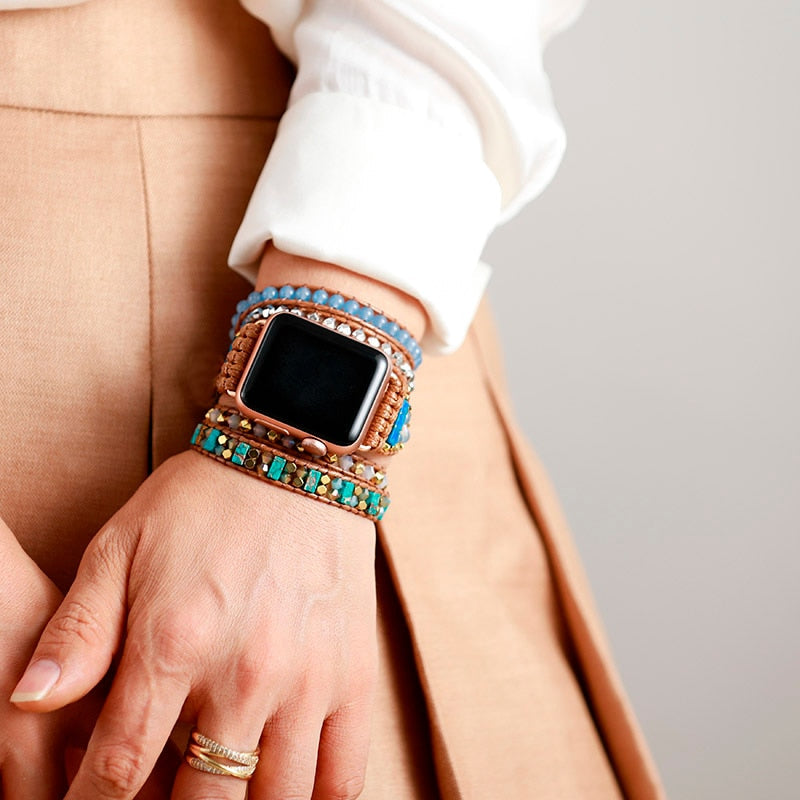 BLUE DREAMS JADE & JASPIS APPELHORLOGEBANDJE