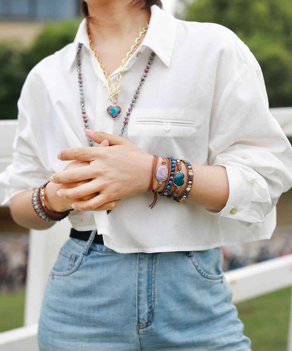 LUXE GOUDEN JASPIS HART HALSKETTING