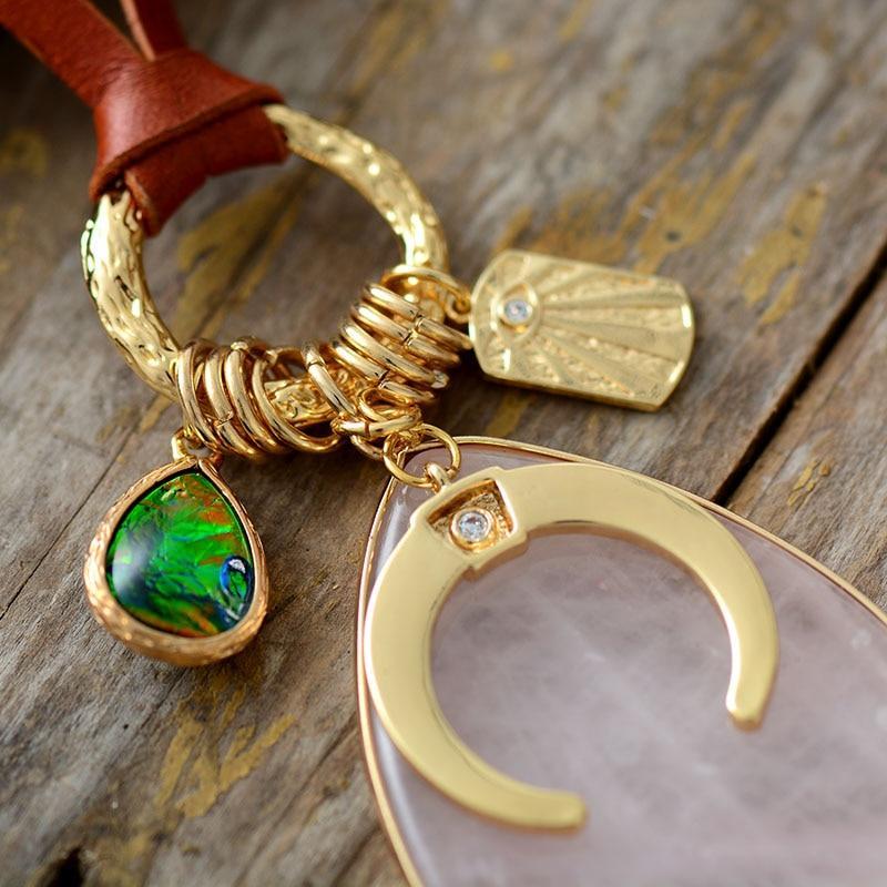 GELUKS ROZENKWARTS PENDEL KETTING