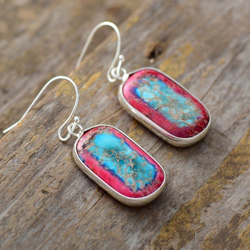 IMPERIALE JASPIS GEOMETRISCHE OORBELLEN