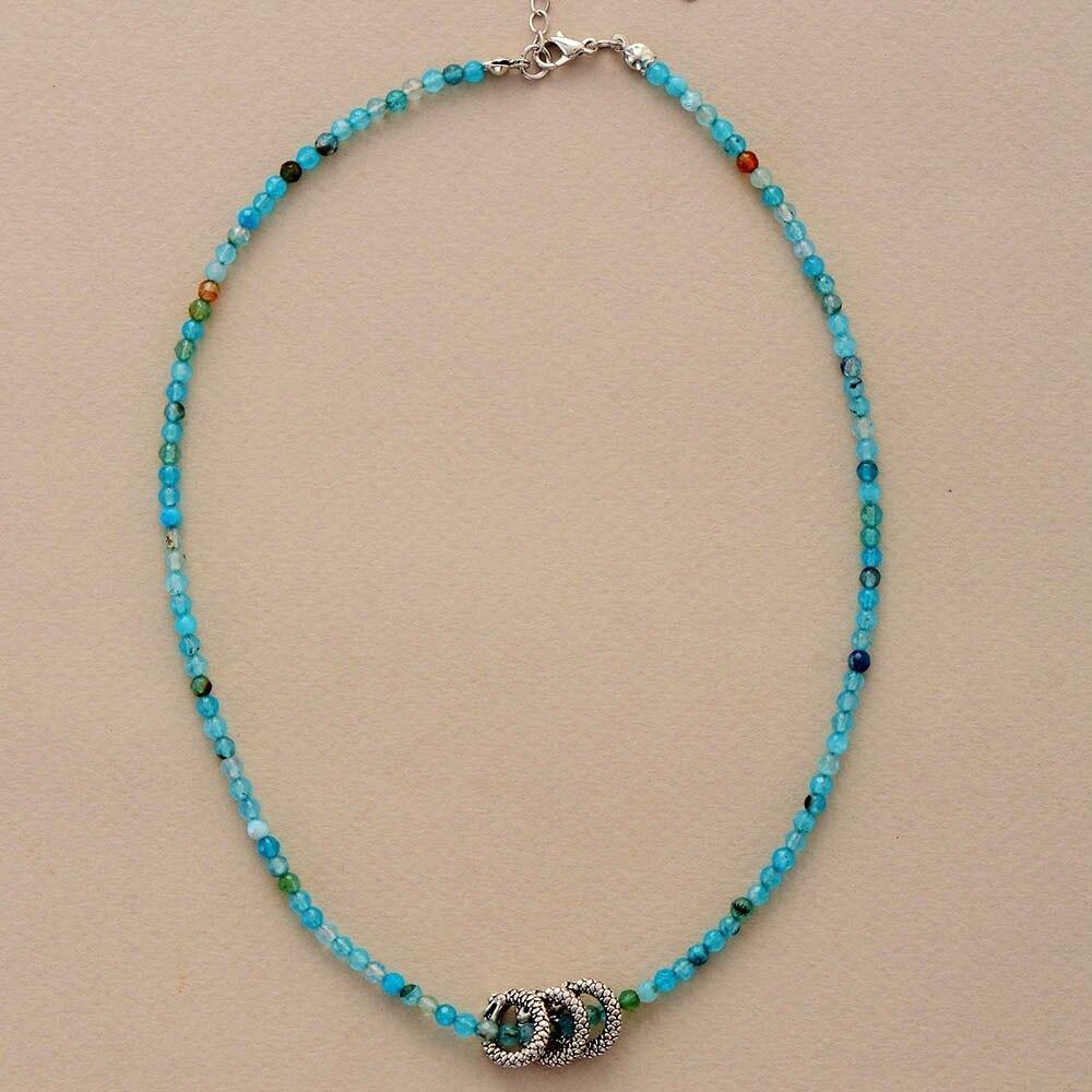 DRIEVOUDIGE SLANGENRING ONYX KETTING