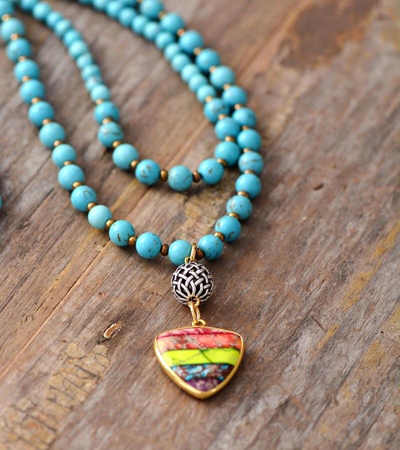 "SCHILD VAN DE CHAKRAS" TURQUOISE MALA KETTING