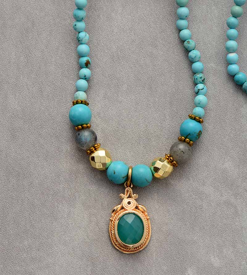 VINTAGE TURKOOIS VOOR DUBBEL GEBRUIK MEDITATIEVE KETTING
