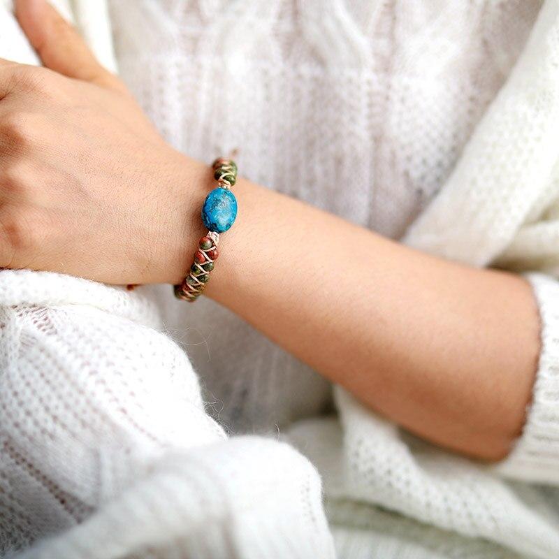 UNISEX MACRAME GEVLOCHTEN JASPIS ARMBAND