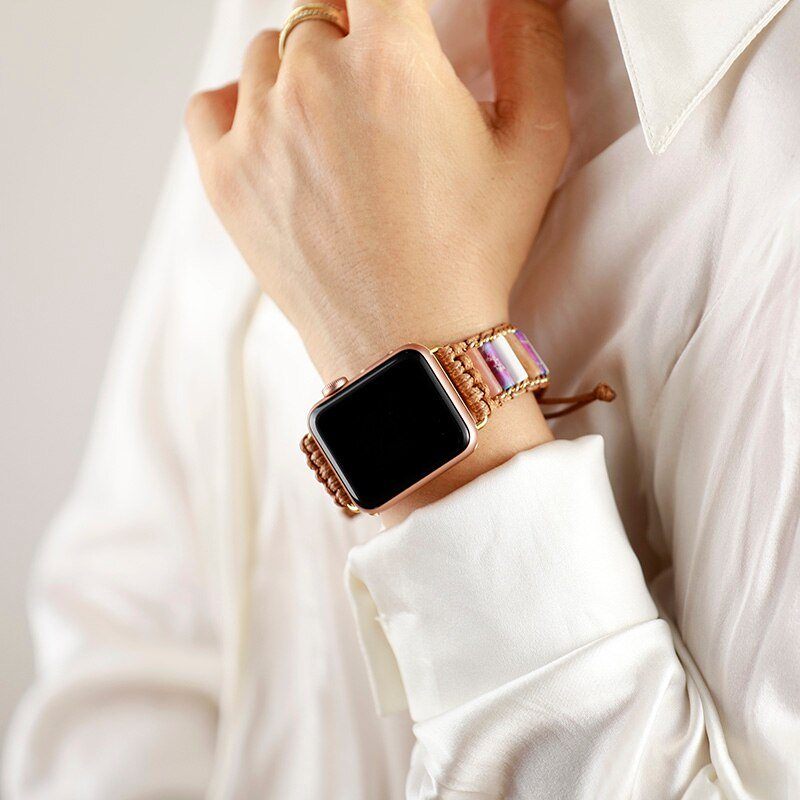 POSITIEF CHARMANTE JASPIS & AGAAT APPLE HORLOGEBANDJE