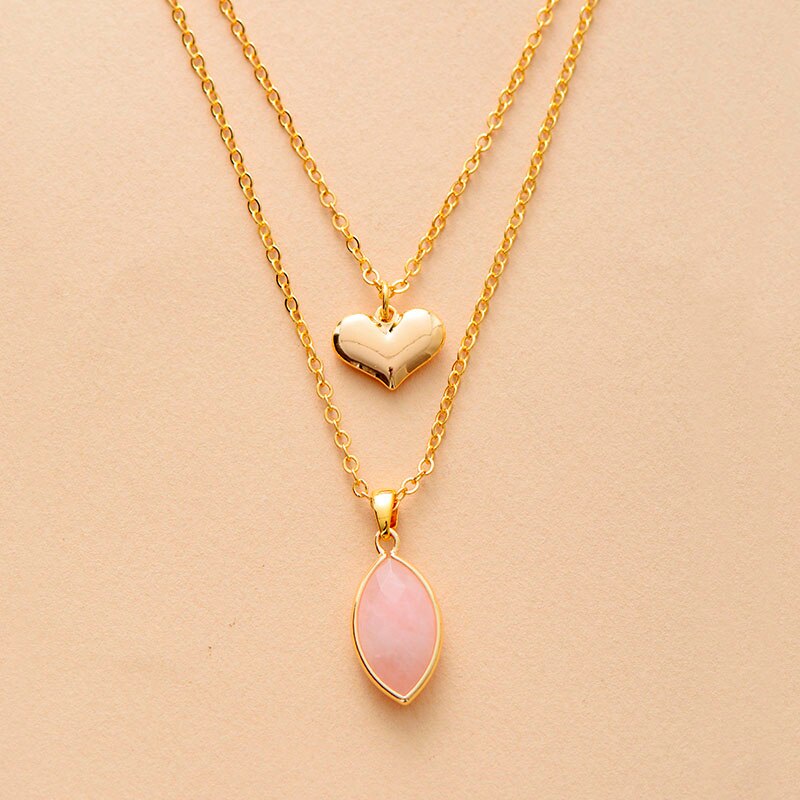 PURE WIJSHEID GOUD GELAAGDE LAPIS & ROZENKWARTS KETTING