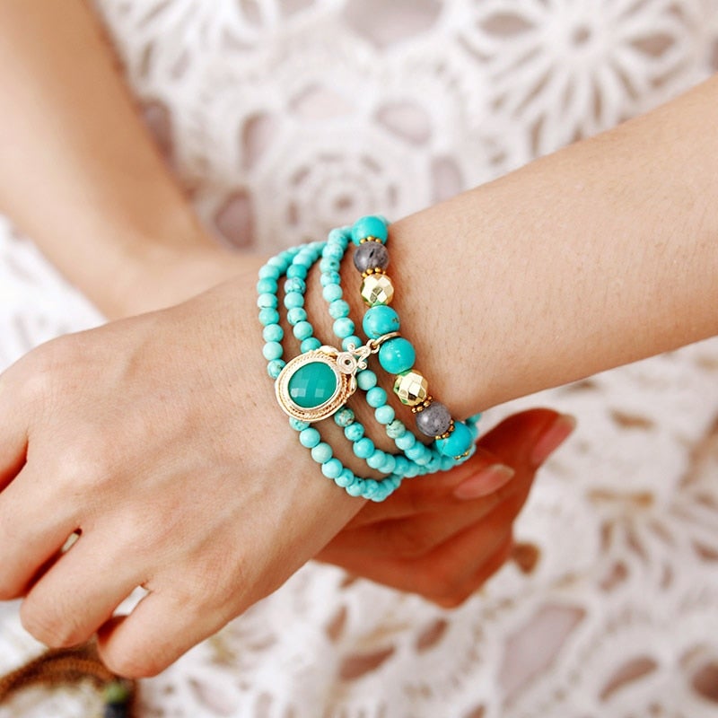 VINTAGE TURKOOIS VOOR DUBBEL GEBRUIK MEDITATIEVE KETTING