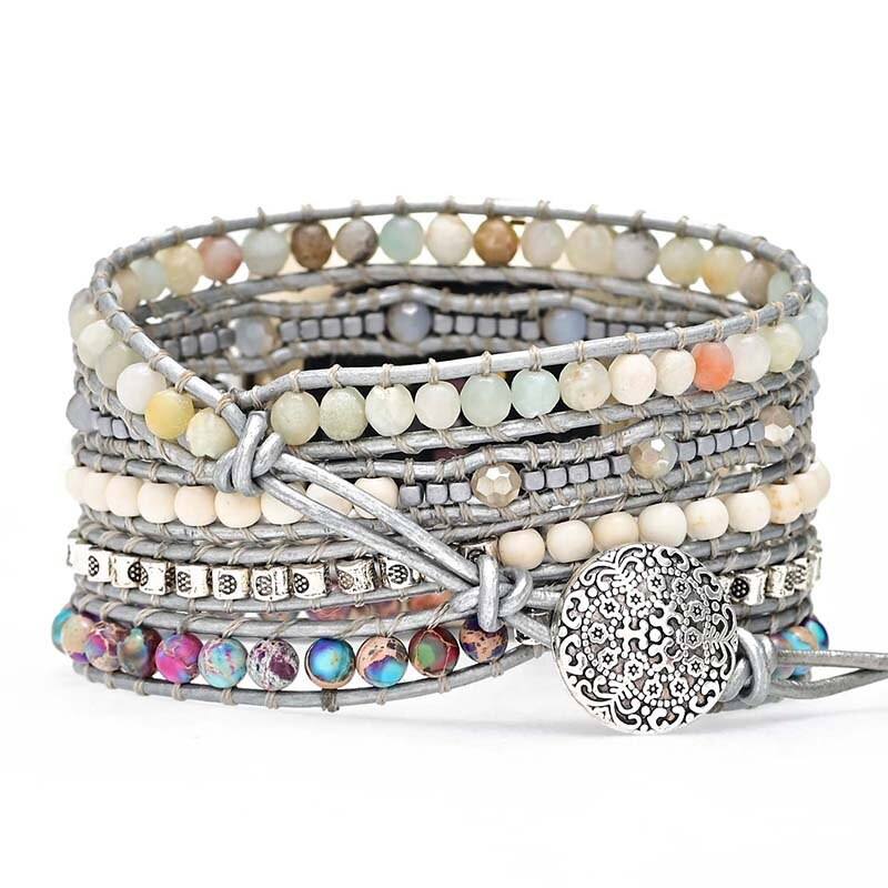 ZACHTE GLINSTERING JASPIS & AMAZONIET FITBIT HORLOGEBANDJE