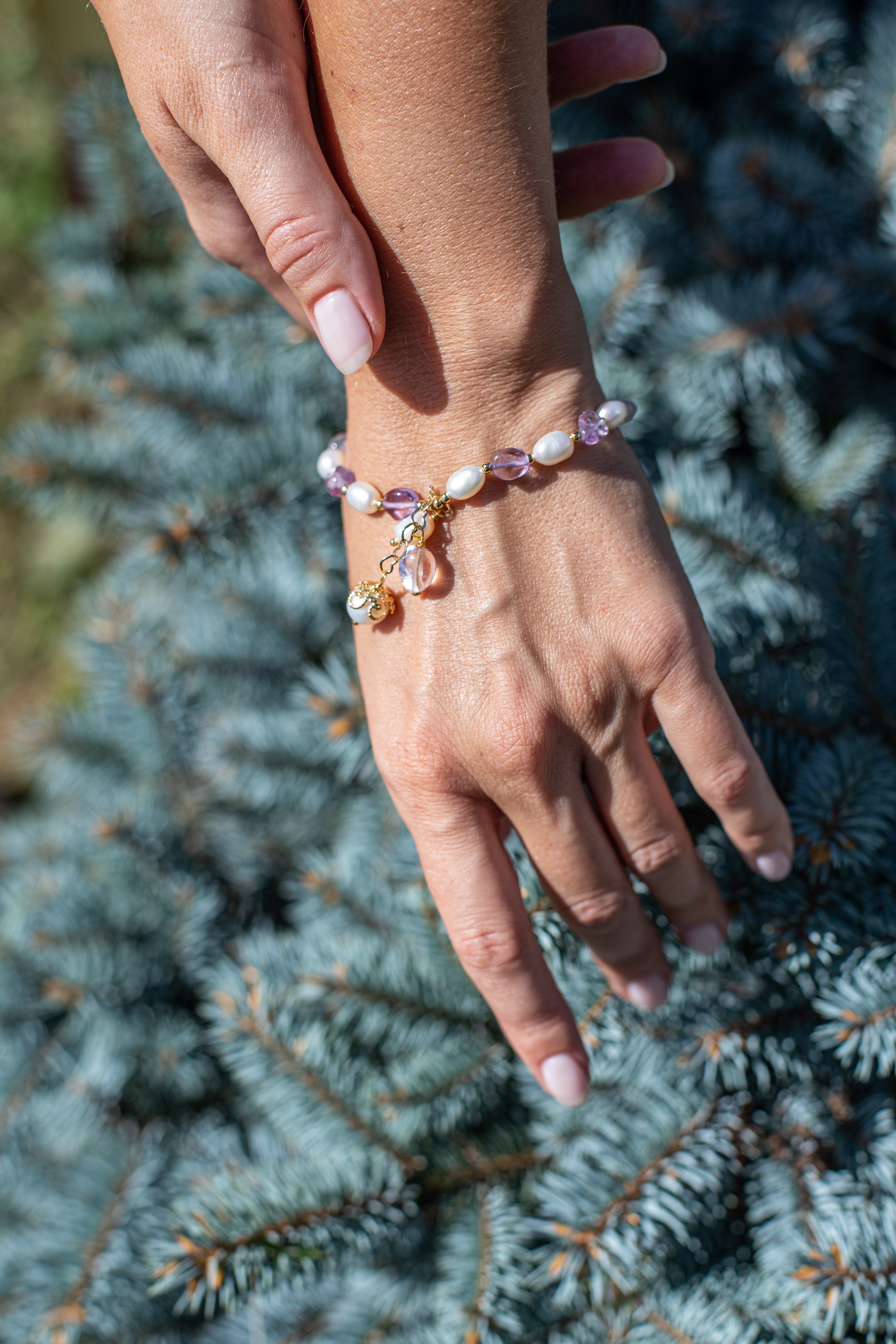 AMETHIST EN PAREL LUXE ARMBAND