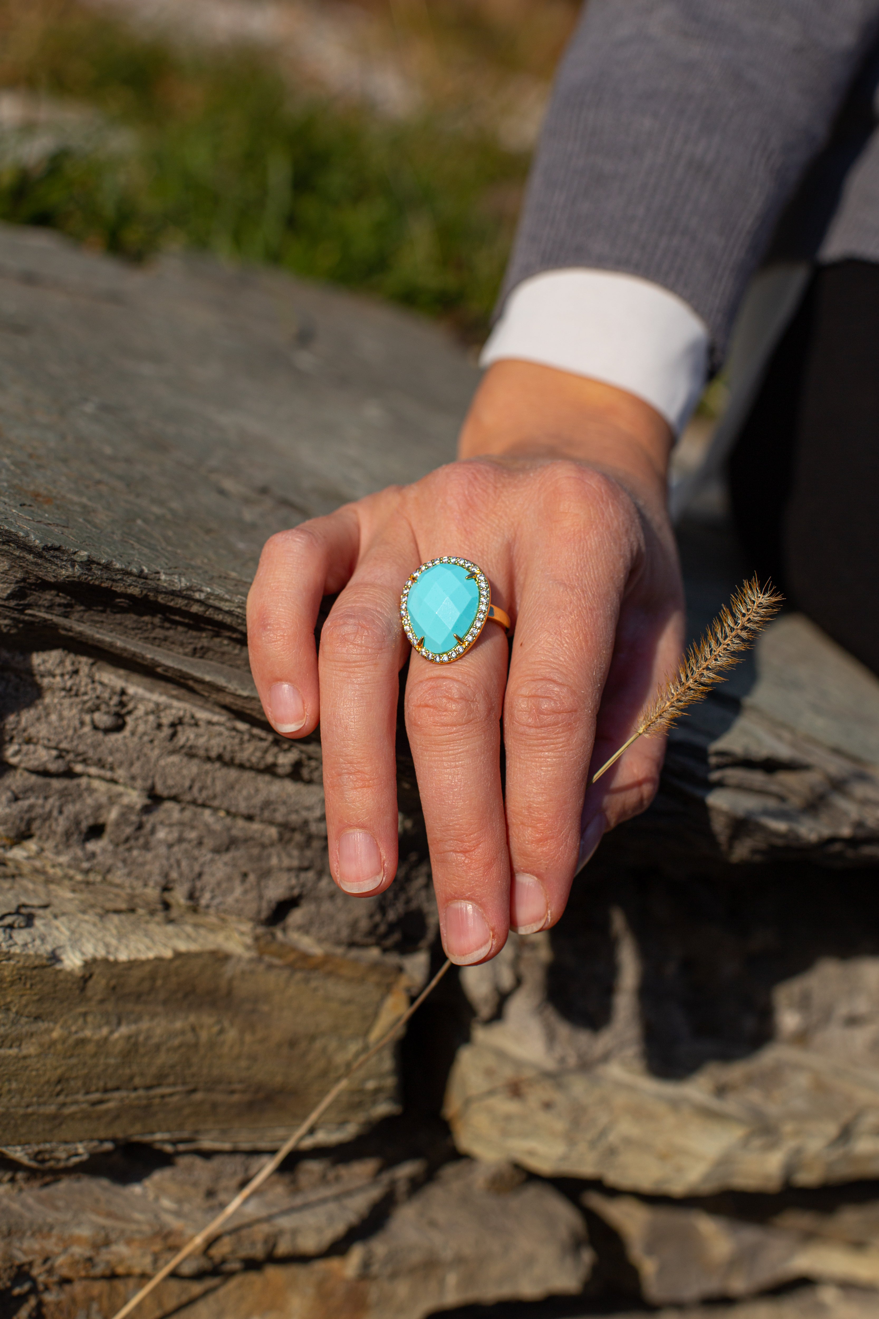 DRUPPEL TURKOOIS COCKTAIL RING